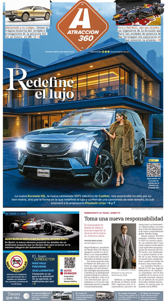 Atraccion360's tweet image. ÉSTA FUE NUESTRA EDICIÓN DE HOY.

La nueva #Escalade IQL, la nueva camioneta 100% eléctrica de #Cadillac, nos sorprendió no sólo por su tren motriz, sino por la forma en la que redefinió el lujo y confort de una camioneta de este tamaño.

¡Busca nuestras ediciones en @Excelsior!