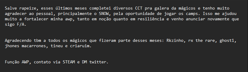 F/A &amp; Agradecimento aos <a href="/MAGICOSgg/">MAGICOS</a> 

RT's = 🩷🩷🩷