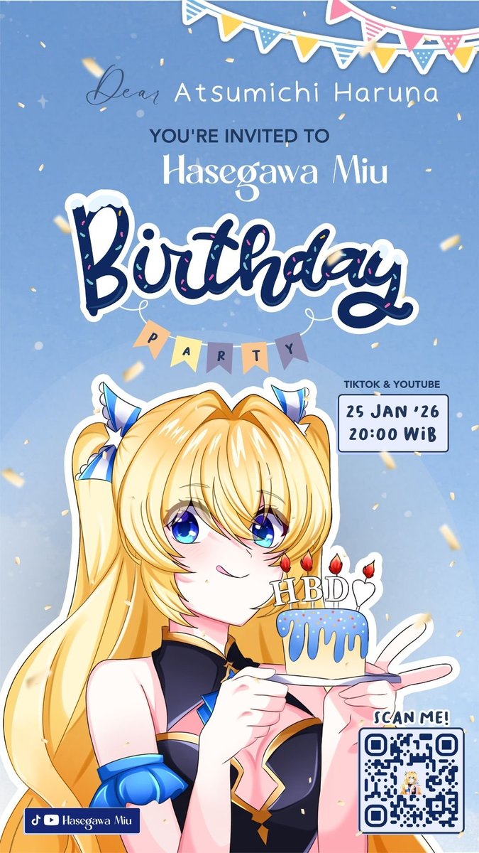 geees malam ini ada yang mau rayain ulang tahun looh~ jangan lupa datang dan ucapin selamat ya~

makasih undangannya <a href="/miunyuuu_/">Hasegawa Miu</a>