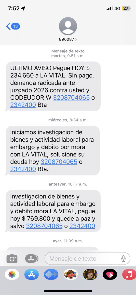 dianabaezs's tweet photo. @sicsuper @Stephanie_morch @DIRECTVLA @conescob @conescob  @sicsuper  conescob envía a diario mensajes de deudas que uno no tiene. Son hostigadores y nunca dan prueba de nada. Se nota que son estafadores. https://t.co/ihMKN1ukbB