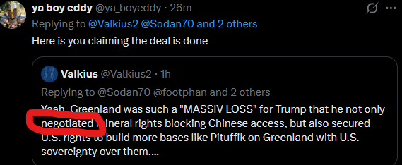 Valkius2's tweet photo. @ya_boyeddy @Sodan70 @footphan @YourAnonCentral I said he NEGOTIATED it.🤣

Its okay to admit you can't read.

I mean unless you're more of an idiot that I thought, it is possible you think something being negotiated means it was finalized. 

But I want to give you more credit than that, so please tell me that's not the case. https://t.co/bsr4zLvglQ