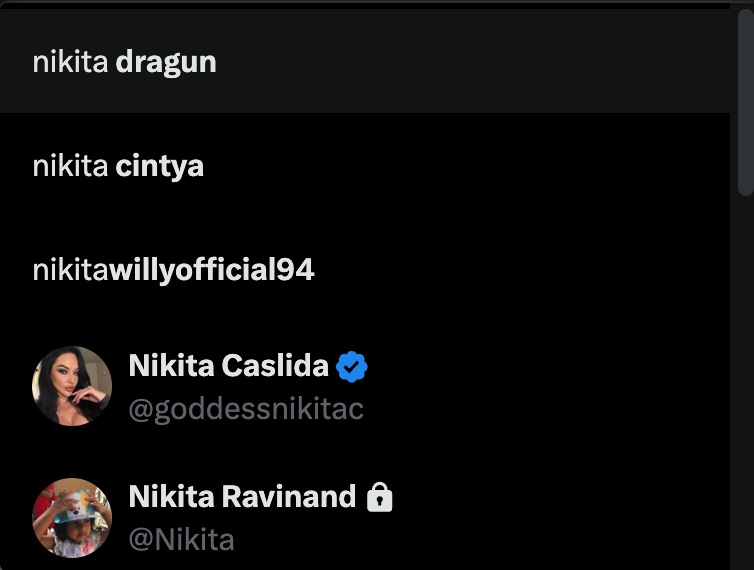 1yearbeingrich's tweet photo. @nikitabier X's search requires exact full names to find accounts, making partial matches or usernames ineffective. This limits user discovery and platform usability. Are there plans to improve fuzzy matching and suggestion algorithms?

example (how do not you pop up first?): https://t.co/5dgZRC5bjp