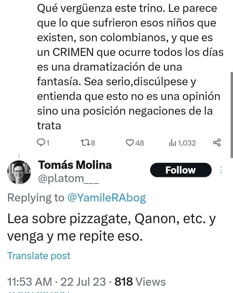 ArchLaberinto's tweet image. "La difamación"

Este hijueputa gordo deshonesto lleva días intentando dar cátedra de moral defendiendo a tremendas gonorreas. 

¿No será parte del club de filósofos junto al que decía que el reclutamiento y v1olaci0n de menores por parte de las FARC era una conspiración?