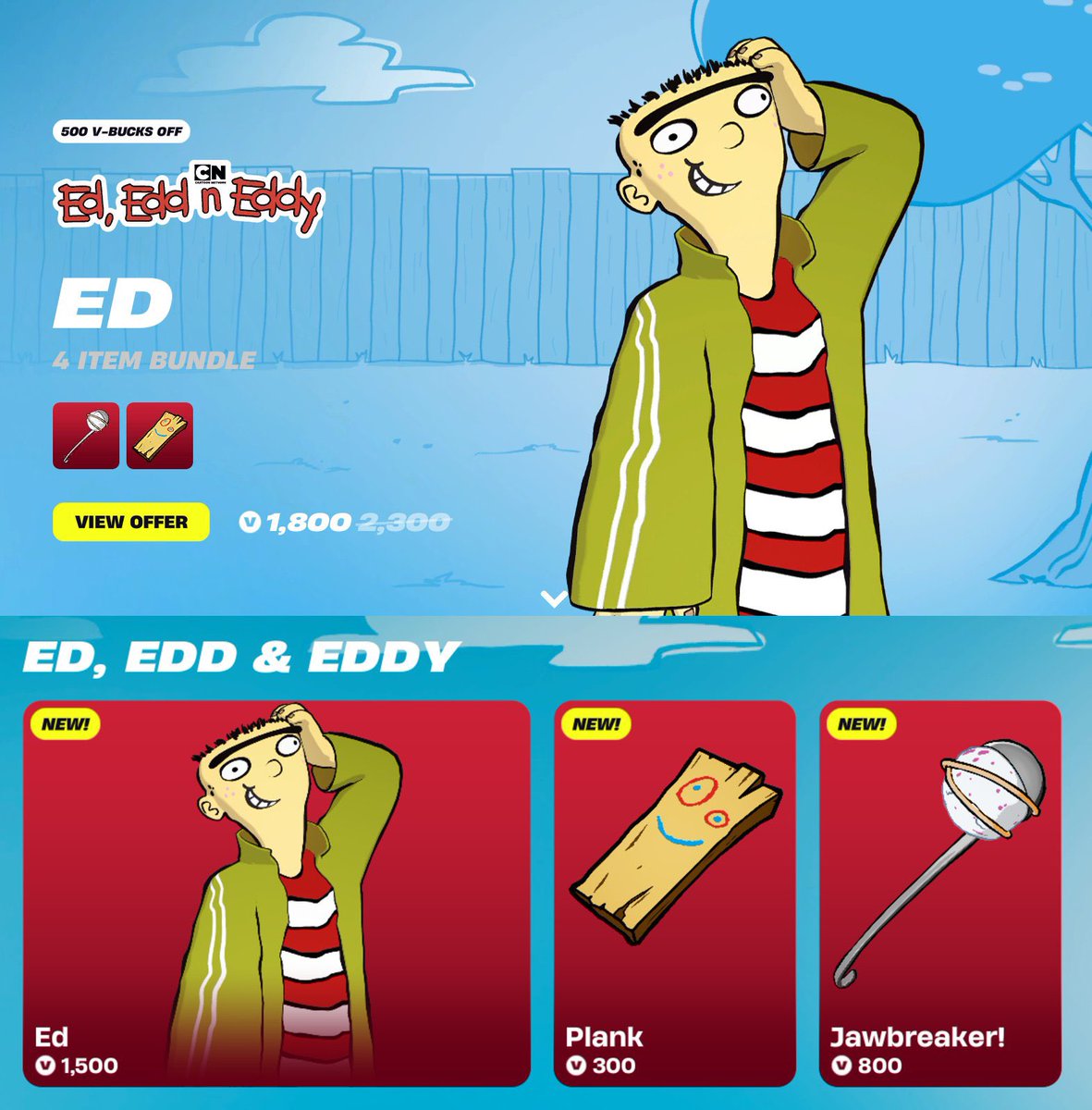 TechPulseLeaks's tweet image. Ed from CN's Ed, Edd n Eddy is now available in the #Fortnite Item Shop!

Buy Here: fortnite.com/item-shop/bund…

Use code PROFESSOR in item shop.
#EpicPartner