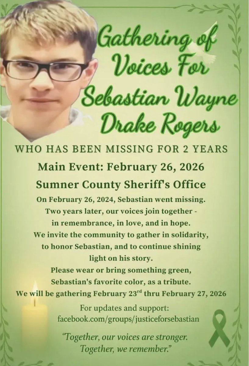 Caseandcues's tweet photo. Together we stand. Together we remember. ๐
For Sebastian โ for love, for hope, for answers.
May our voices be loud, our hearts united, and our light never fade.
#JusticeForSebastian #VoicesForSebastian #Sebastianrogers #HopeAndLove https://t.co/44cvqvP3UR