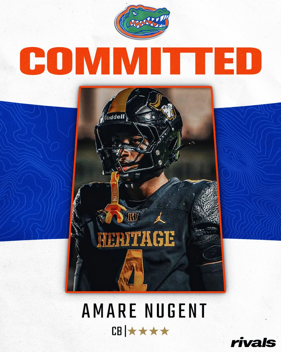 🚨BREAKING🚨 4-star CB Amare Nugent has committed to Florida, <a href="/Hayesfawcett3/">Hayes Fawcett</a> reports🐊

Read: on3.com/rivals/news/fo…
