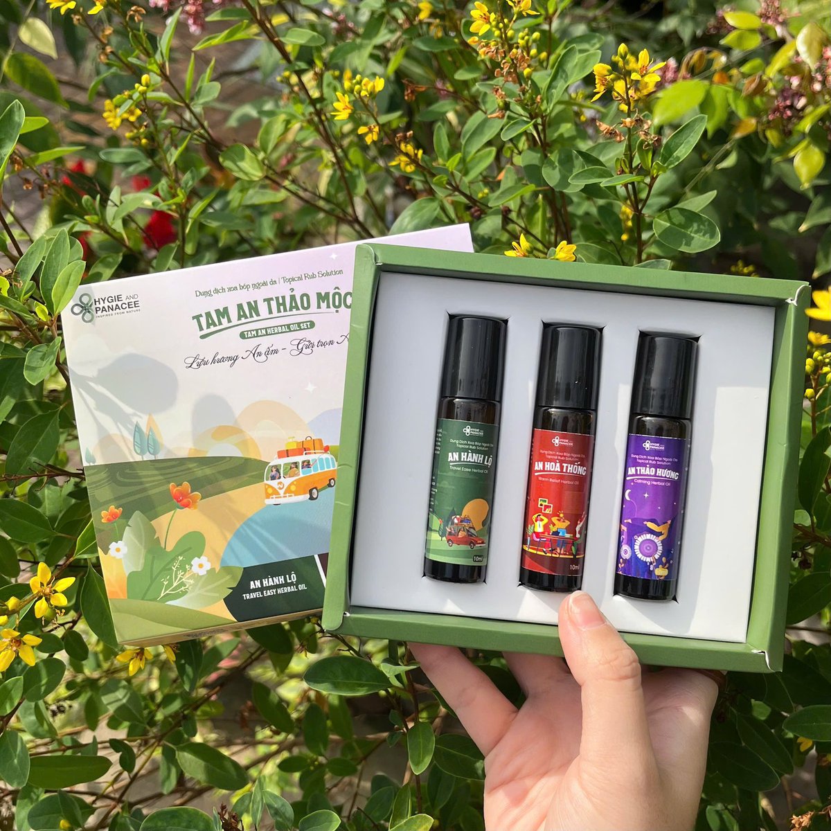 🌿 HỘP QUÀ TAM AN THẢO MỘC 

Ngày xưa, trong gói quà của người từ phương xa trở về, thường có một chai dầu nhỏ. Không phải vì sang trọng, mà vì dùng được cho cả nhà.

Đau đầu thì xoa, mệt thì hít, trở gió thì làm ấm, món quà giản dị, nhưng gói trong đó là