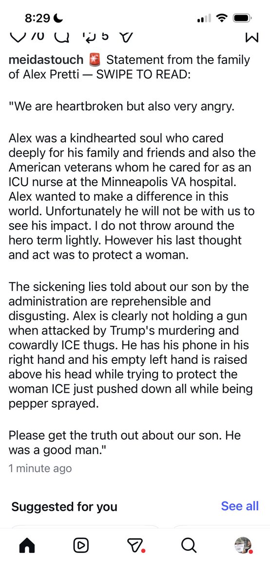 po_murray's tweet photo. Statement from Alex Pretti’s family condemning Trump Administration lies! https://t.co/0Kyr0UWDIW