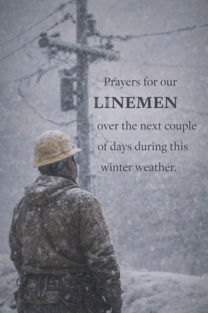 Sassafrass_84's tweet image. Keep this in mind, folks. 👇👇👇

Many of us will be able to stay indoors, warm, and safe from the cold. For linemen, however, this is when their work becomes most demanding. When power lines fail and temperatures drop, they head out into dangerous conditions, often at night,