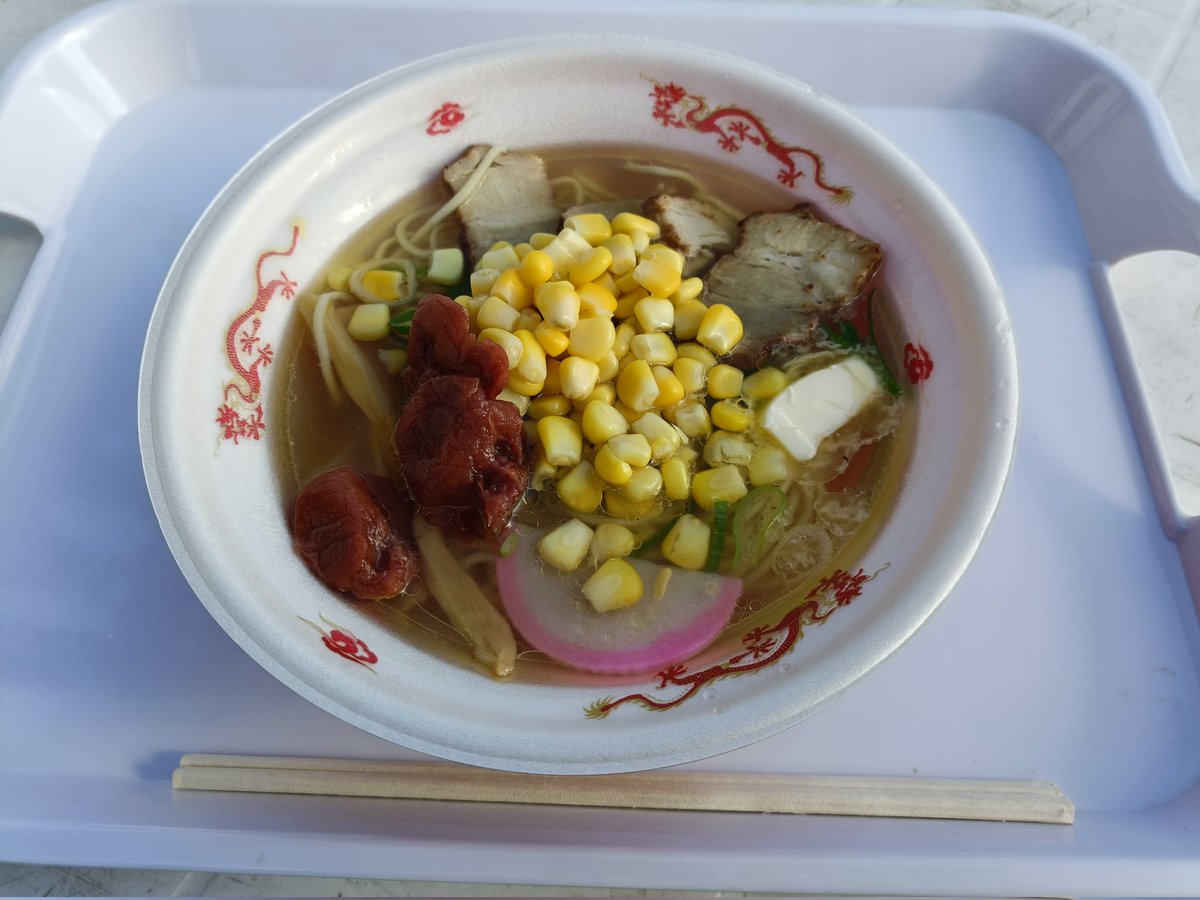 プロレス観戦前に腹ごしらえ〜😁　うましさんで20食限定塩バターコーンラーメン🍜1000円也‼️

#OPG