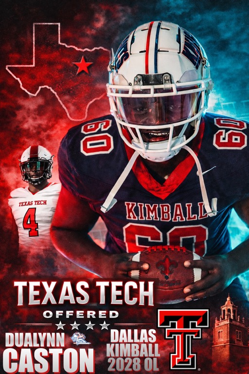 DualynnCaston's tweet image. #AGTG I'm blessed to receive an offer from Texas Tech, I would like to thank @coachzfitch and @texastechfb for offering me chance to become a Red Raider. @stillkimball @coachbam16 #unproven #letsfindout @coachkjohnson1 @CoachCulton