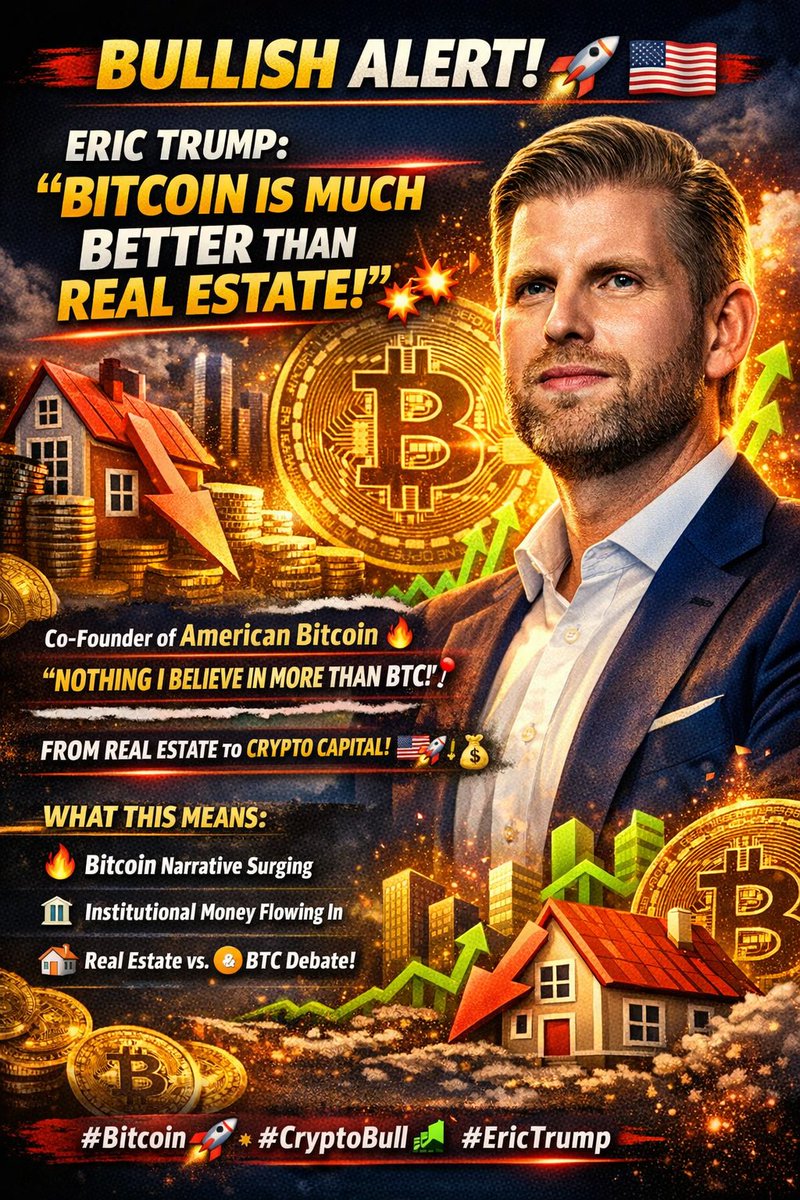 BULLISH: 🇺🇸 Eric Trump says “Bitcoin is much better than real estate”#BTC