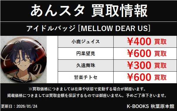 買取情報】 あんスタ アイドルバッジ MELLOW DEAR US メロアス 缶