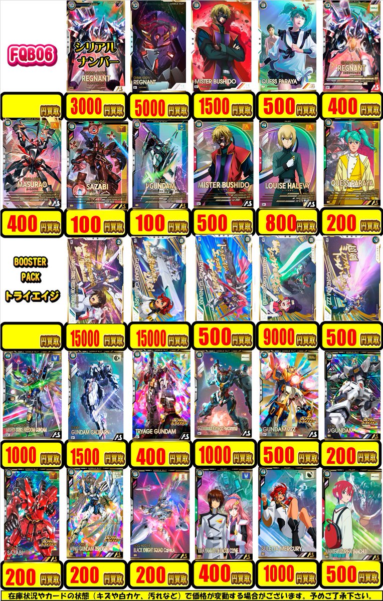 アーセナルベース 買取情報】 FQ06・FQB06・トライエイジの買取表更新