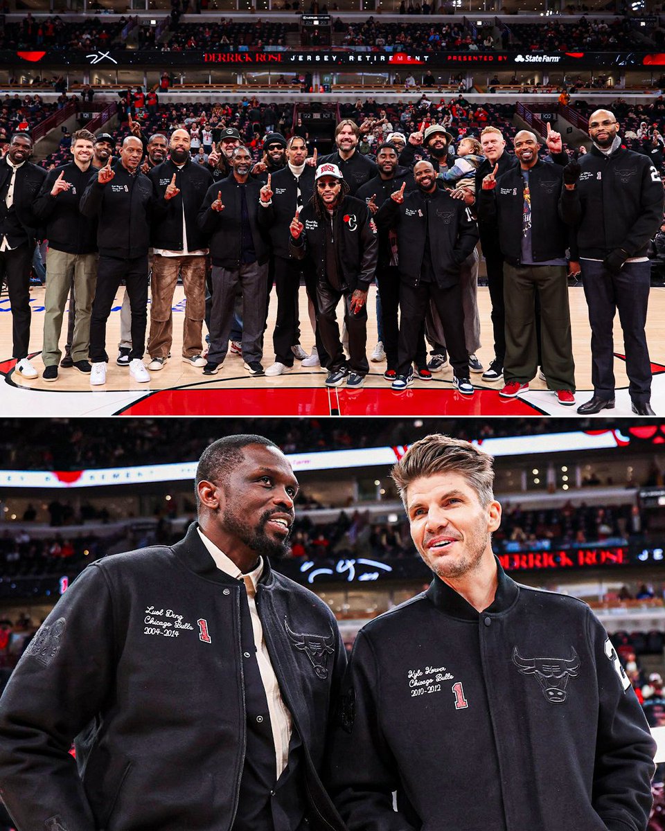 YahooSports's tweet image. Derrick Rose’s former teammates showed up to celebrate his jersey retirement 👏

(via @chicagobulls)