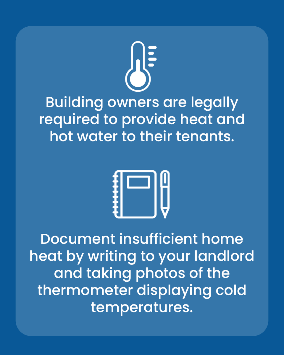 MayorsPEU's tweet photo. ❄️ Cold weather is coming—stay warm this weekend! ❄️

NYC tenants have the right to heat and hot water from Oct 1–May 31. If your home isn’t warm enough, call 311 and ask for the Tenant Helpline. Need help paying for heat? HEAP may help with bills or repairs. Stay safe and warm. https://t.co/JSdjCI0G2V