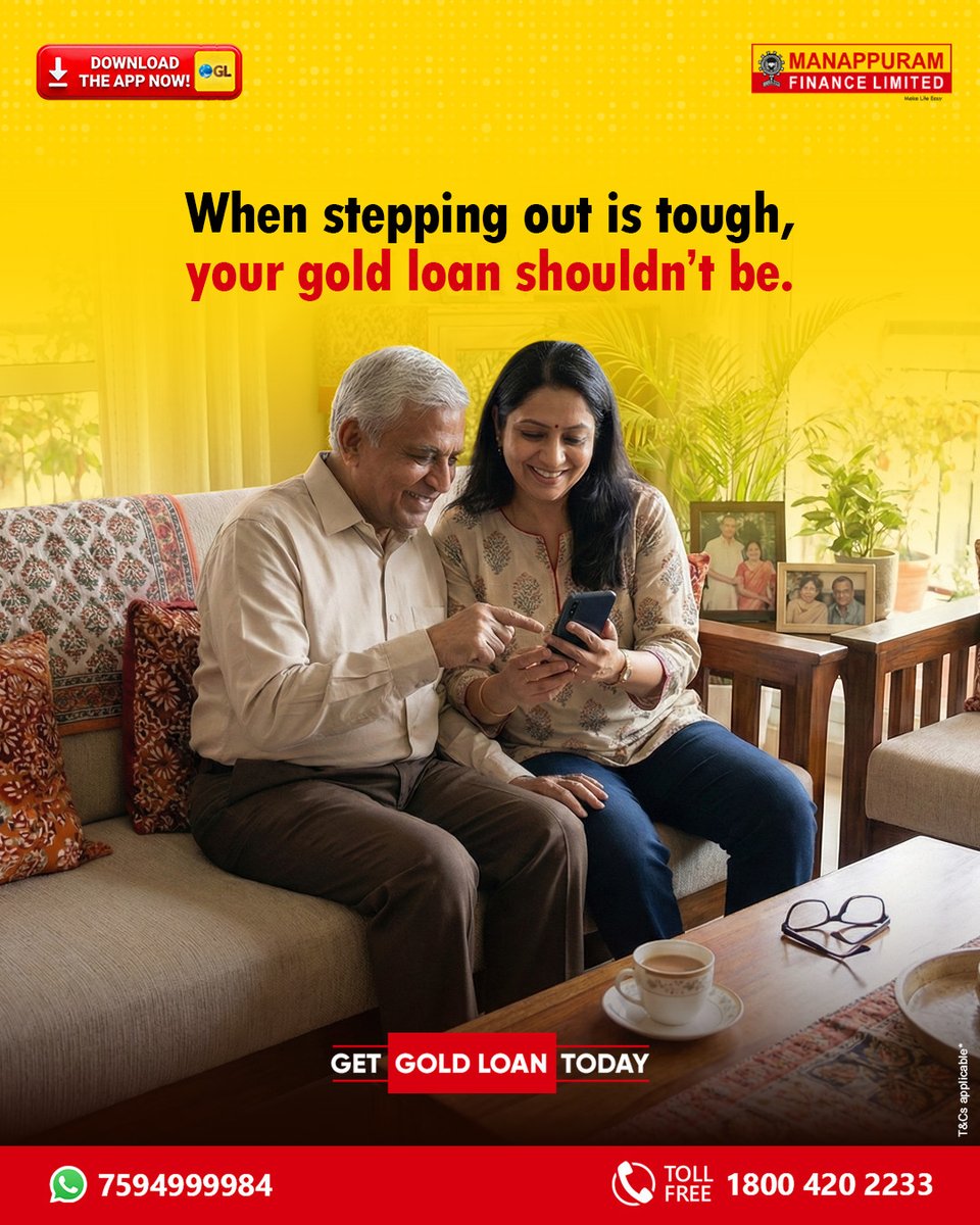 ManappuramMAFIL's tweet photo. Use OGL to get funds from home—simple and secure.
Click here to apply for our gold loan: https://t.co/RTd7bD4Za7
#OGL #OnlineGoldLoan #ManappuramDigital https://t.co/ficMb7PWdM