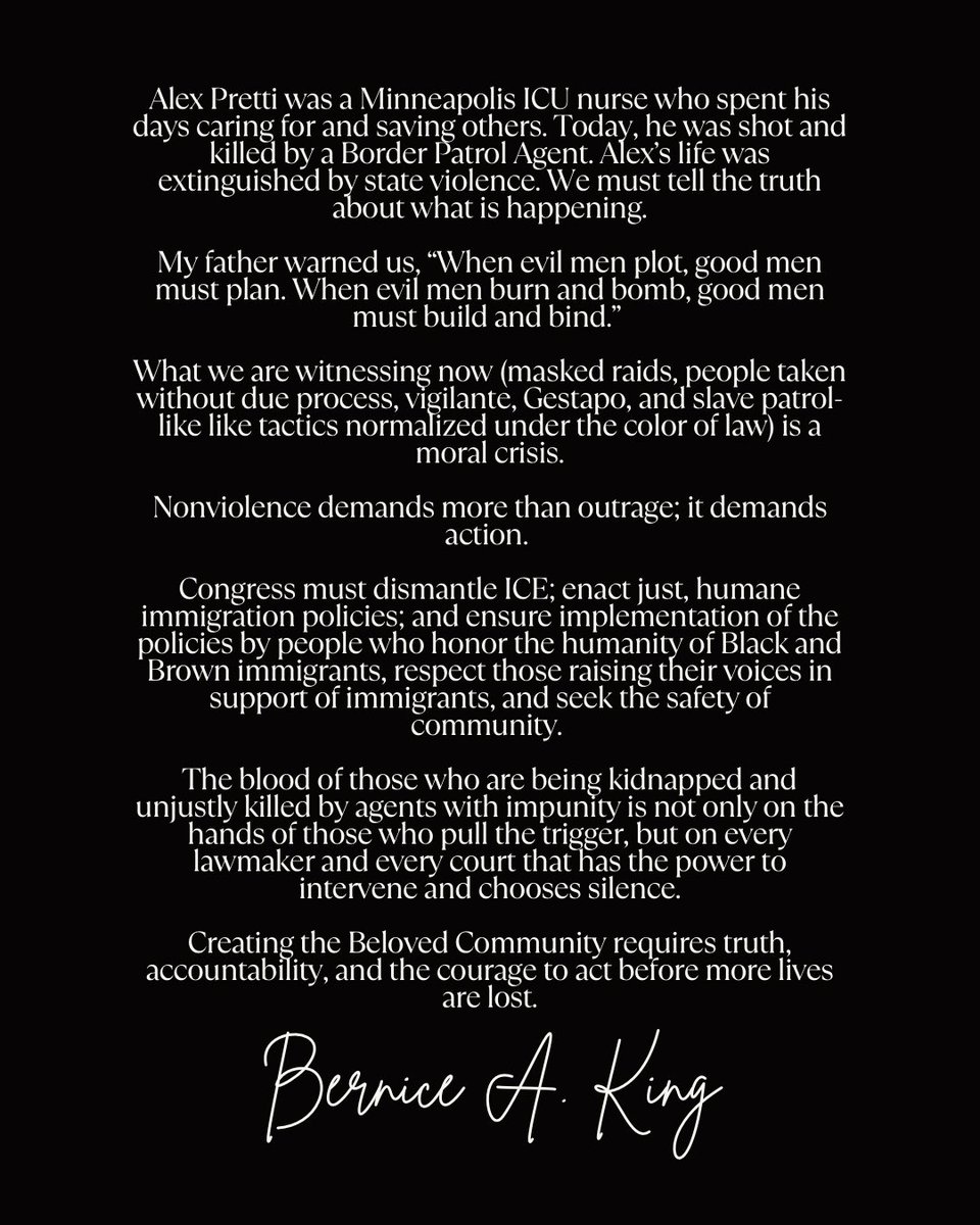 Alex Pretti was a Minneapolis ICU nurse who spent his days caring for and saving others. Today, he was shot and killed by a Border Patrol Agent. Alex’s life was extinguished by state violence. We must tell the truth about what is happening.

My father warned us, “When evil men