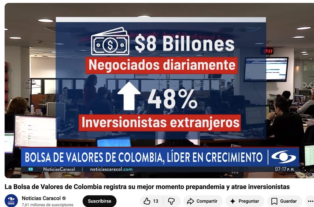 Sumerce's tweet image. Resultados: ¿quiénes eran los que decían que con el Gob. de @petrogustavo Colombia se iba a volver Venezuela? Pues como les parece que @NoticiasCaracol informa que la bolsa de Colombia es líder en crecimiento a nivel #Mundial.  Noticia aquí: youtu.be/WoUV4RdoI7M?si…