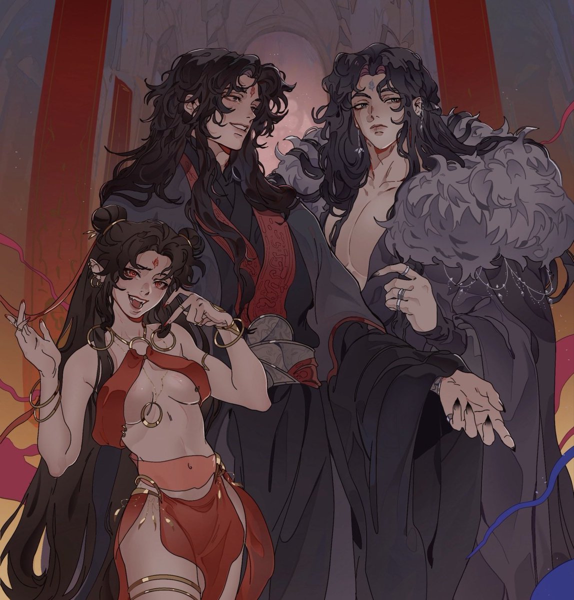 i wish sooo badly that svsss showed more of the demon trio together because i just KNOW their dynamic would've been unmatched. but unfortunately both binghe and mobei-jun lose 10 hp for every minute they're away from their husbands 💔