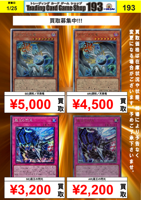 遊戯王 霆王の閃光 レリーフ2枚 遊戯王 調和ノ天救竜・霆王