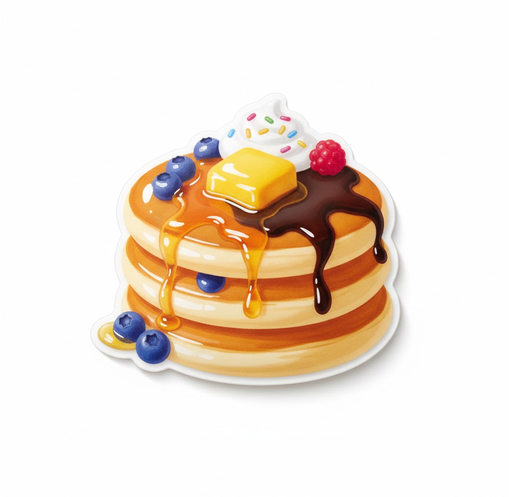 KM_5802's tweet photo. 今日はホットケーキの日🥞
シール風のイラスト作ってみました🥞

ボンボンドロップシールみたいにもっとぷっくりしたかったけどなかなか難しいな…
これはこれで可愛いけど🥞

すごーく
食べたくなってきたー😆　
バター&amp;メープルシロップがたっぷり乗ったホットケーキ食べたい🥞 https://t.co/JgmPle5cPs
