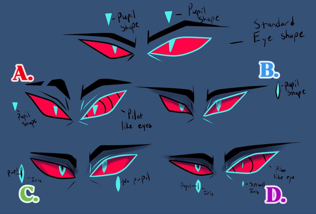 I'm preparing an AU Vox where he upgrades himself and rebrand himself. Ive got some thoughts for the eyes and I need some opnions

##HazbinHotel ##HazbinHotelVox