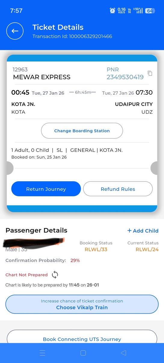 Mahendra021990's tweet photo. @RailMinIndia 
@RailwaySeva  @Railone_io
@RailMadad में भी बुकिंग झांसा दिया जा रहा है बुकिंग करने के पहले कन्फर्म प्रोबेबिलिटी 82% दिखाता है और टिकट करने के तुरंत बाद 29% ही दिखाता है अब टिकट तो हो ही गया है क्लियर नहीं होगा तो पैसा तो कटेगा ही।
वैसे अच्छा है लूट मची है https://t.co/1e6fKXxfUX