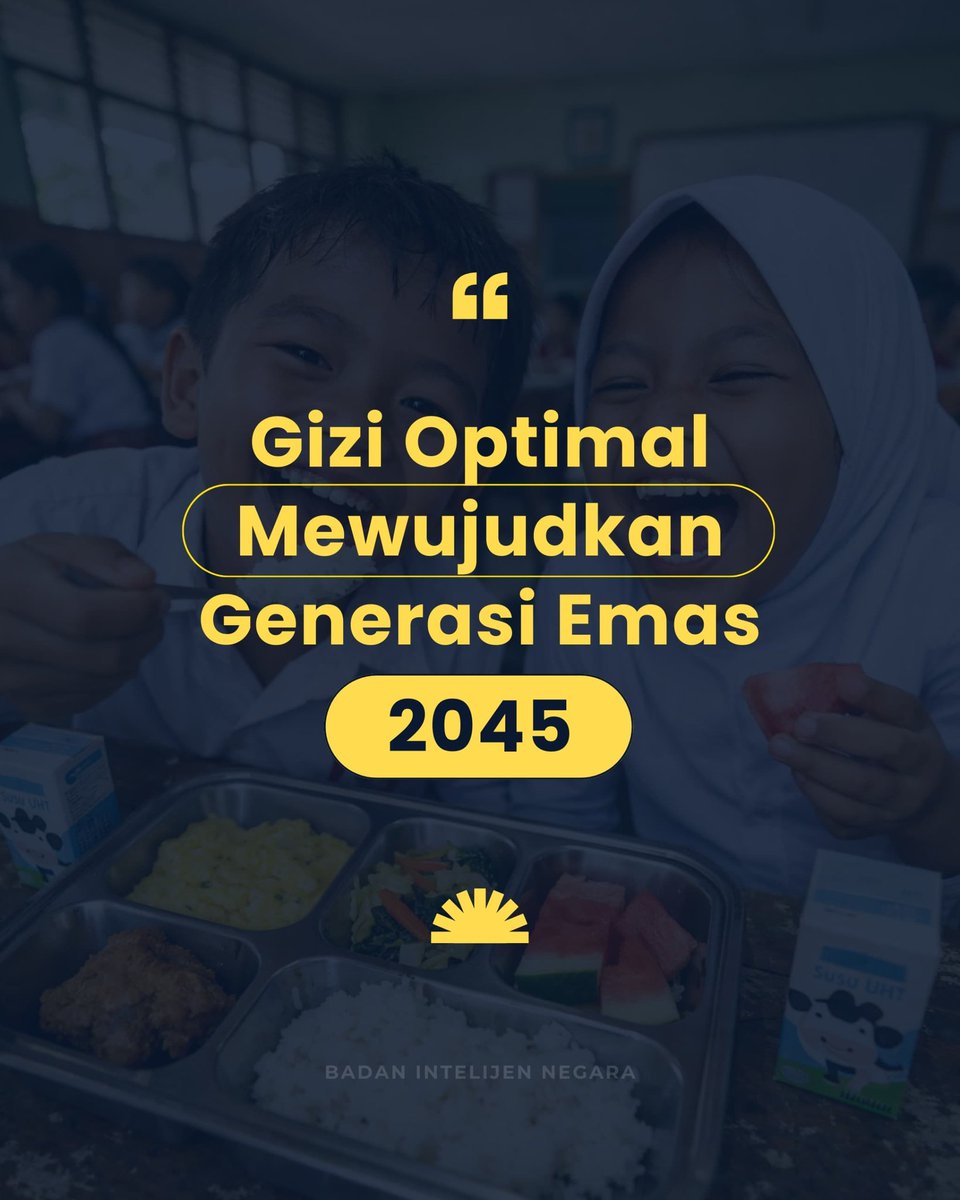 Selamat Hari Gizi Nasional 2026, #KawanIntel !

Gizi seimbang adalah fondasi masa depan bangsa. Dari sepiring makanan dengan komposisi seimbang, lahir anak-anak Indonesia yang sehat, cerdas, dan siap menghadapi tantangan zaman.

#HariGiziNasional #HGN2026 #IndonesiaEmas2045