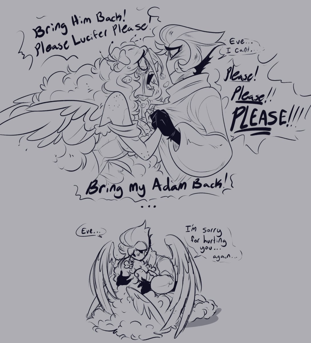 Whiteartblood's tweet image. Eve and Lucifer