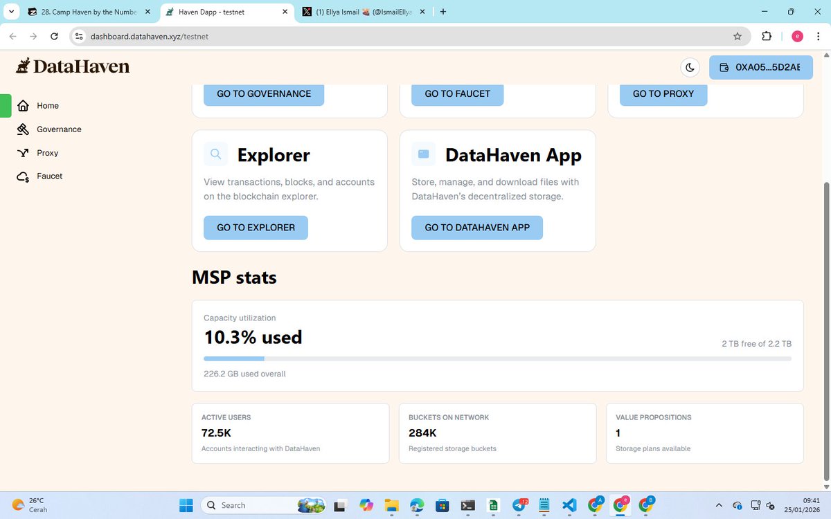 I'm one of the active users building <a href="/DataHaven_xyz/">DataHaven 🫎</a>!  
Active users

72.5K

Buckets on network

284K

🚀 Proud to contribute to my buckets on testnet. We're doing this together. Let's build the future of data! 🛠️