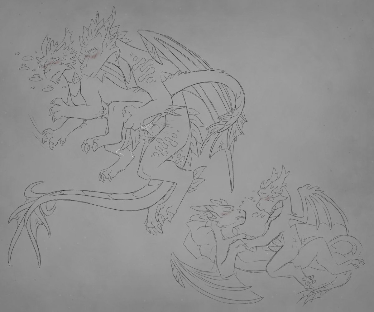 veryfruitydrake's tweet photo. Doodles of my and a partner's characters https://t.co/U9Bb2UJKvO