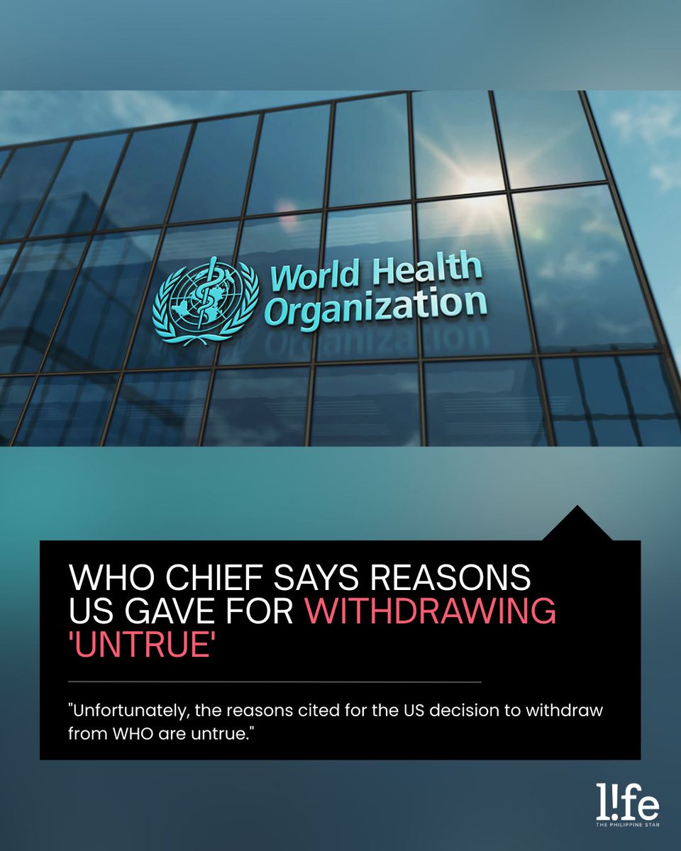 WHO CHIEF DISPUTES US WITHDRAWAL 

The head of the UN's health agency on Saturday pushed back against Washington's stated reasons for withdrawing from the World Health Organization, dismissing US criticism of the WHO as "untrue." 

READ: buff.ly/M8YGtvQ