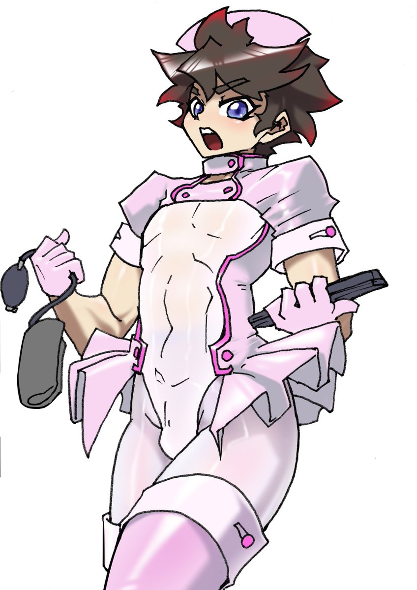 「オイ、安静にしてろっつったろ!あ?うるせーな、メディカルフォームはこれしかねーんだよ!格好なんか気にしてヒーロー活動できっかよ!おら腕出せ!血圧上がってたらブッ飛ばすからな!」 