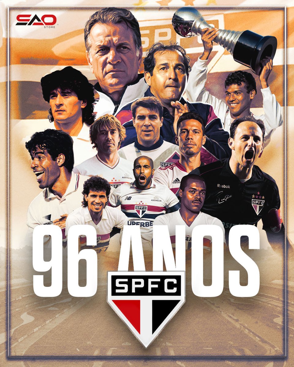 SAOStoreOficial's tweet photo. 96 ANOS DE SÃO PAULO FUTEBOL CLUBE! ❤️🤍🖤

A nossa história é gigante! E dentre os grandes, és o primeiro!

Tradição que atravessa gerações. https://t.co/fip3zww9tc