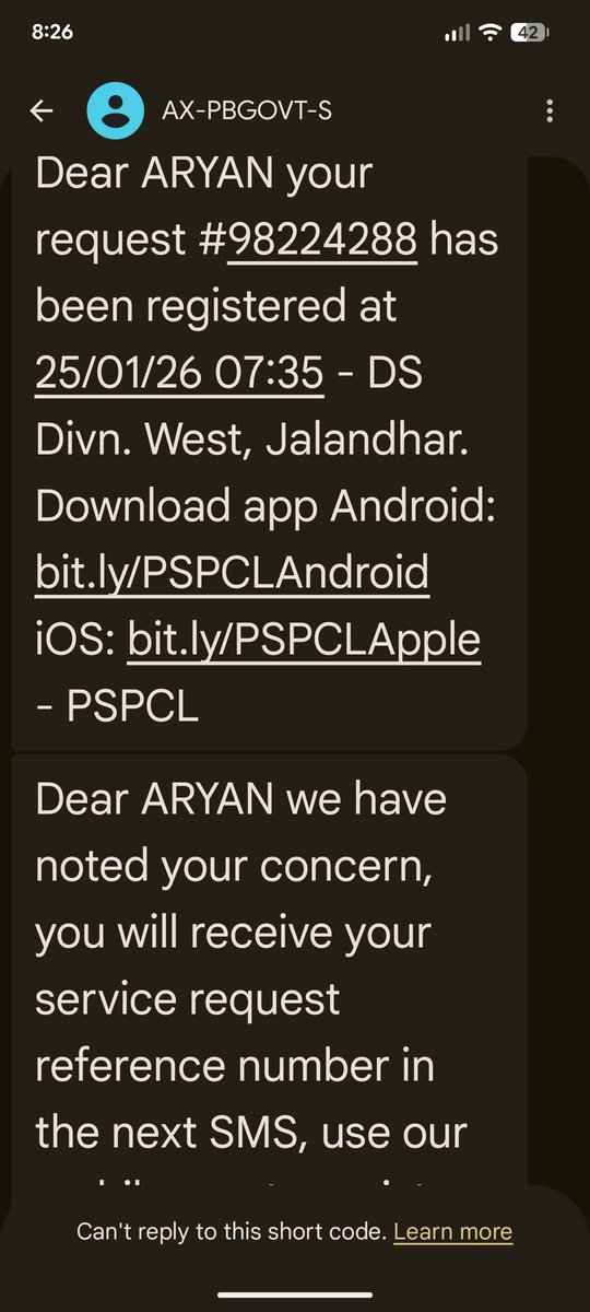 Er_AryanSinha's tweet photo. No resolution provided till now @PSPCLPb  power supply off since 14 hours. They are just closing my complaint but no help provided till now . Very poor service https://t.co/lX7RC8uCEo