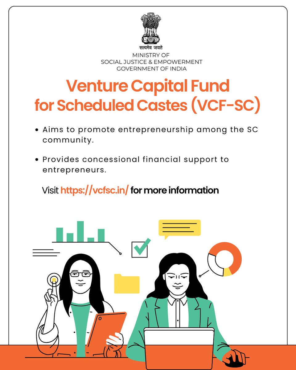 MSJEGOI's tweet photo. The Venture Capital Fund for Scheduled Castes (VCF-SC) supports entrepreneurship by providing easy financial assistance. Learn more at https://t.co/snBnZdqMkj.

#VCFSC #EmpoweringEntrepreneurs https://t.co/FRYzXHTFIT
