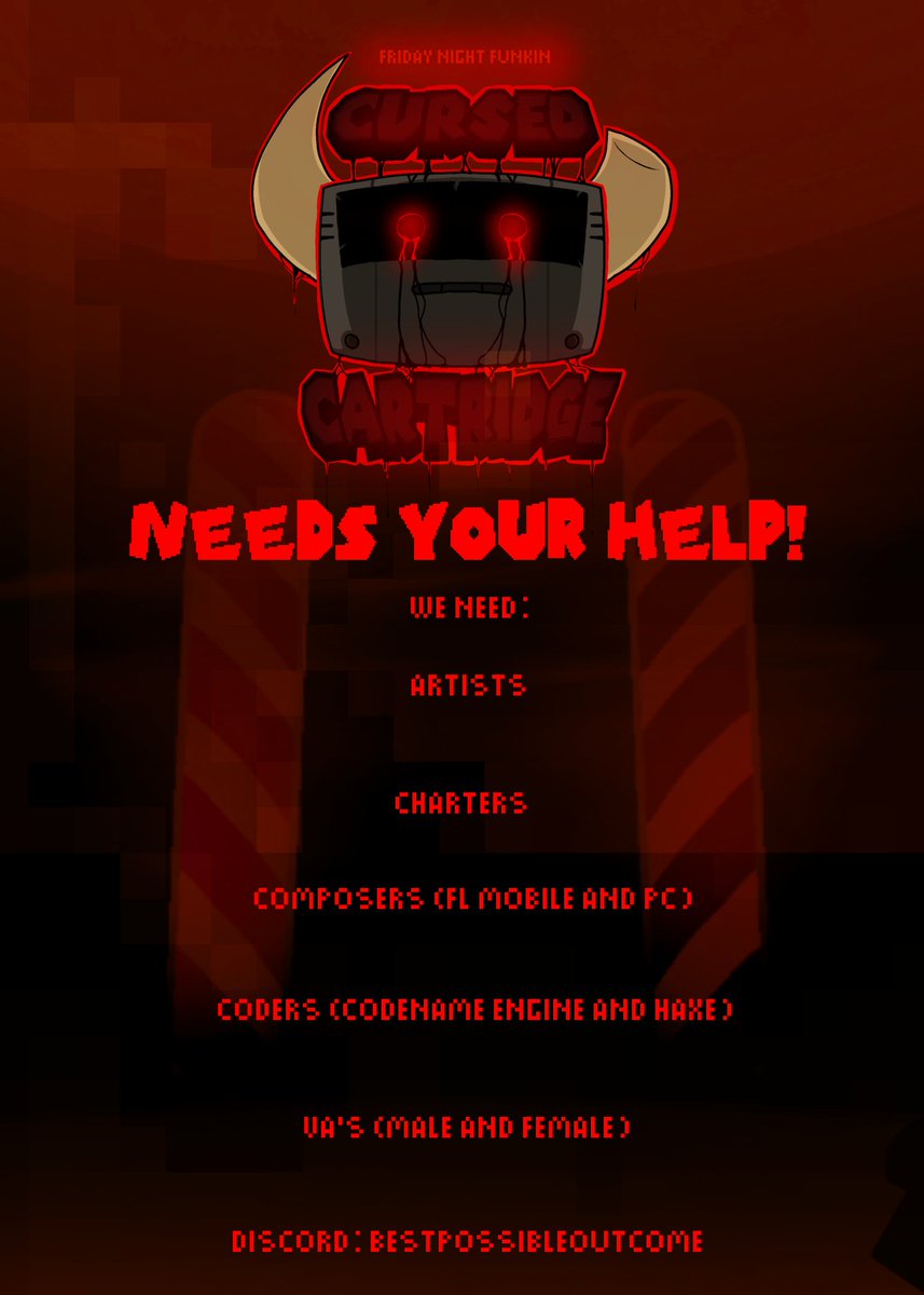 The number of songs increased meaning we'll need more help with this project! This is a horror brew mod (ik so original) that has been in development hell due to the lack of help and team members so if you are interested please join!!!

#FNF #fridaynightfunkin #mario #Horrorbrew