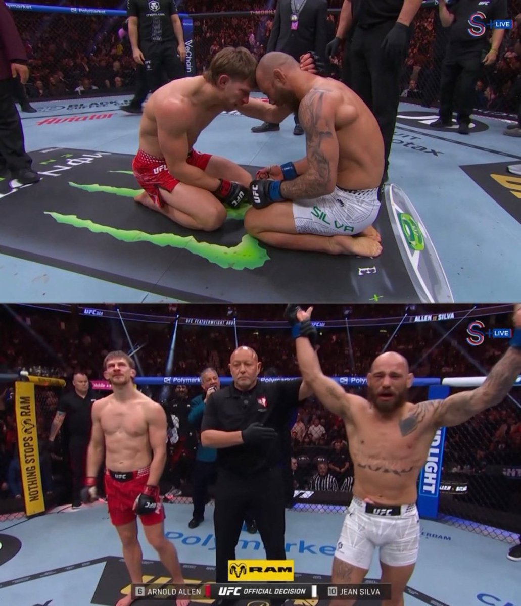 Ana kartın ilk maçında Jean Silva, Arnold Allen'ı hakemlerin ortak kararı ile mağlup etmeyi başarıyor! 
#UFC324 #UFC #MMA