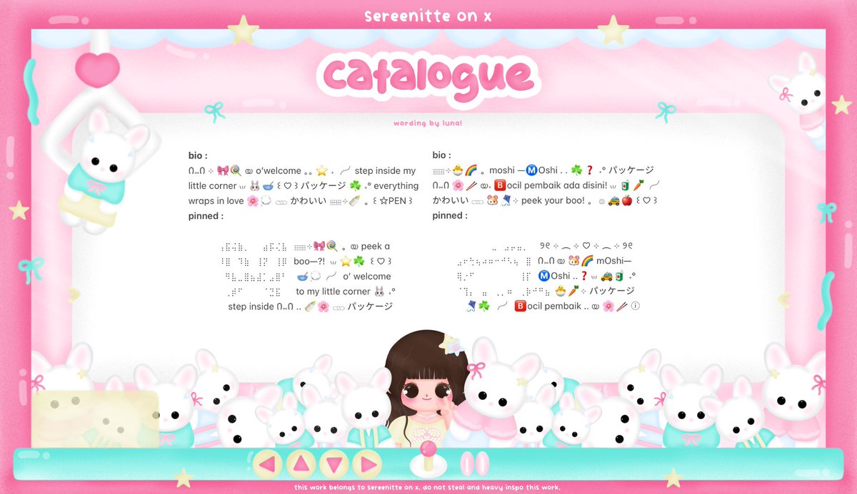 ⦅ ♡ ⦆ help rt? thank you 💭 ˖° 

𓈈⊹⁠🎀🍭 യ wanna sprinkle your profile ៶៲៸ ⭐️ with cuteness—?! ｡｡ ⊹🐇🥣 luna open custom wording! ☘️ ⊂⊃ mulai dari bio, pinned sampai BA needs! 🍰🌸 ˖╭╯grab yours sweet 𓈒 𓐍 💌 Ი⑅Ი t.me/lunawording

#zonauang #zonajajan