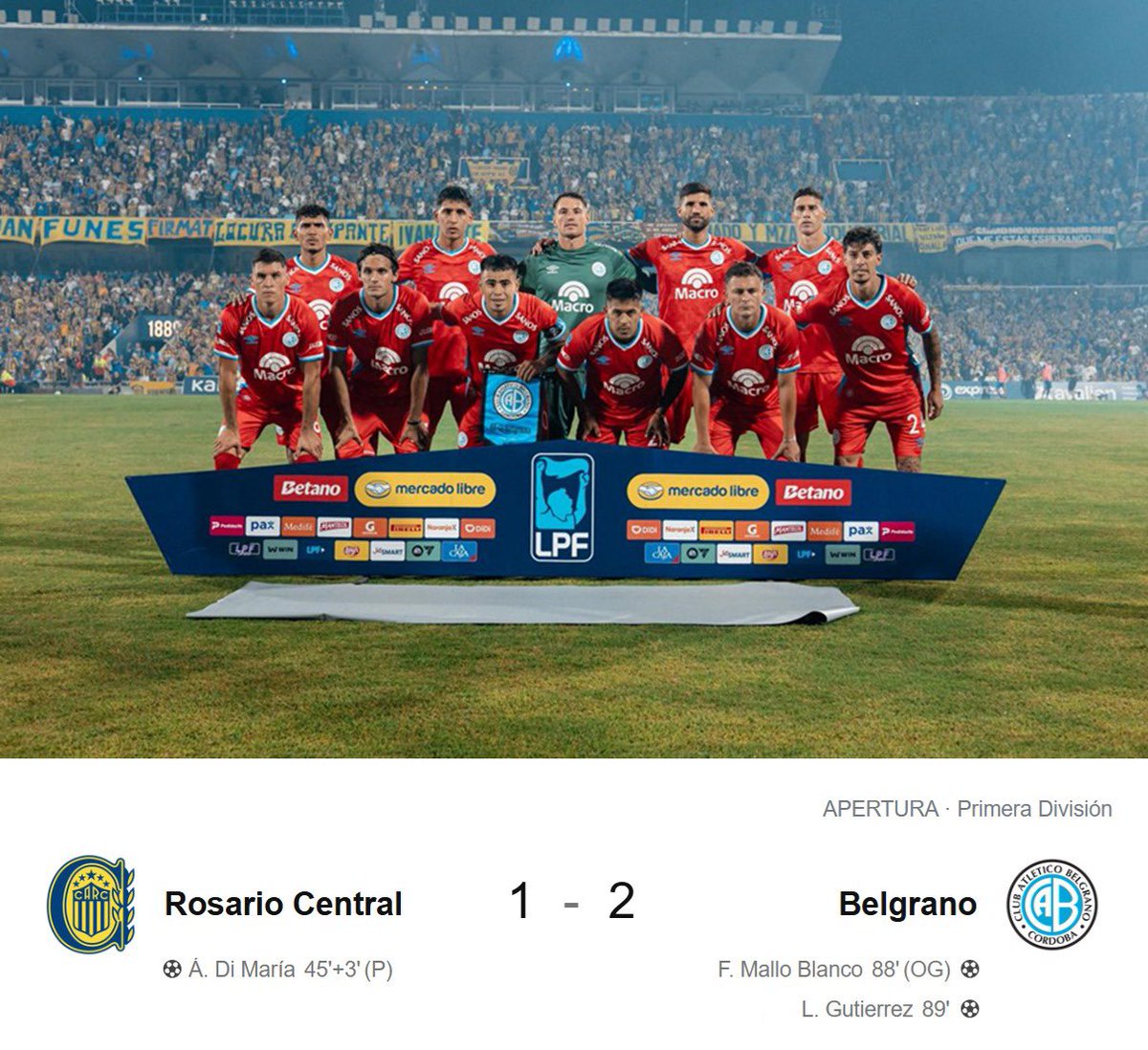 "Belgrano":
Porque venció a Rosario Central en el #TorneoApertura