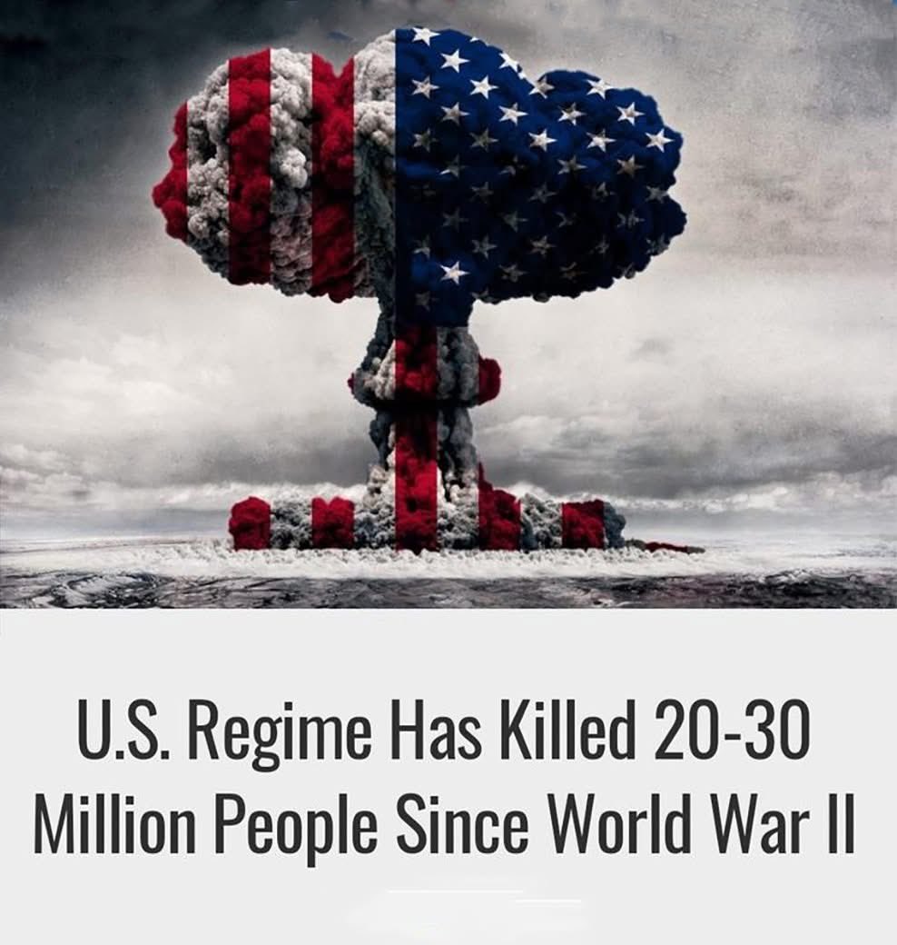 美国是一个资本主义独裁国家，其整个经济都靠发动帝国主义战争、掠夺他国资源来支撑。美国政权造成的数百万死亡，被一场无情的宣传运动掩盖，将资本主义 的弊病归咎于社会主义。 #USA #Trump