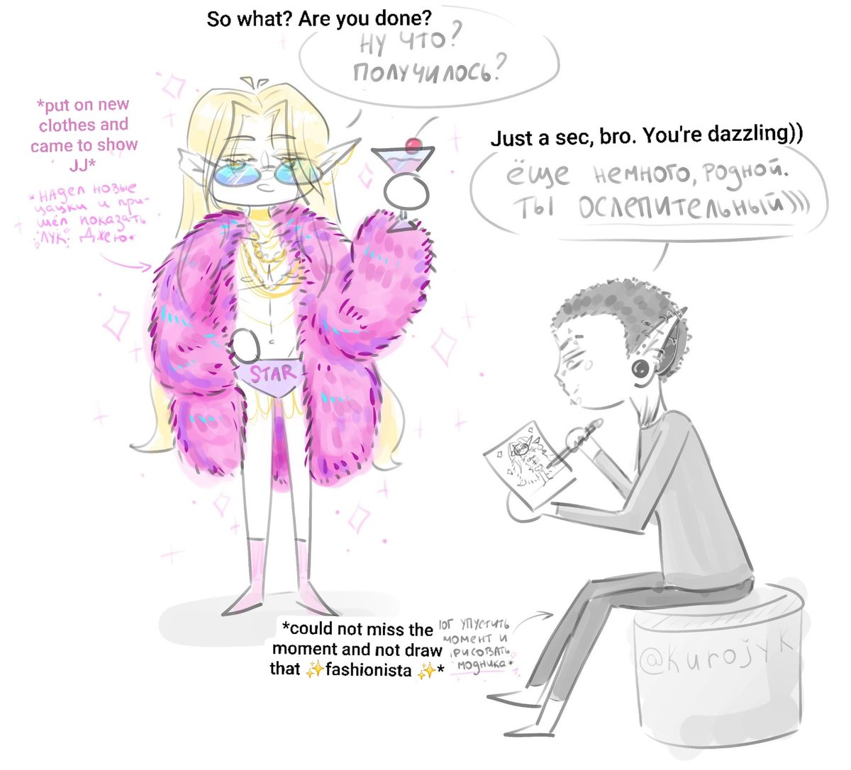 Funny doodle sketch (*≧∇≦)ﾉLMAO
My oc: JJ / Adulyarit oc: <a href="/sleepychibrik/">Чибрик</a> 

#sketch #meme #JJ #Adulyarit #elfAU