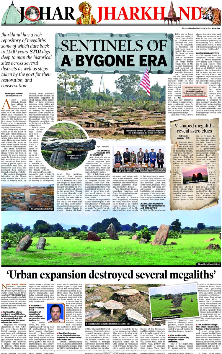 TOI_Ranchi's tweet photo. Jharkhand has a rich repository of megaliths, some dating back to 1000 years. STOIs digs into the several historical sites in the state.

#JoharJharkhand https://t.co/JZnnJxzZ5z
