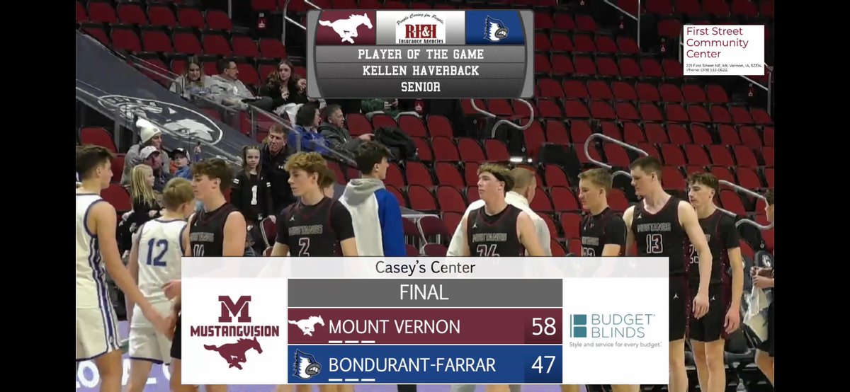 MustangVision had our biggest production ever today <a href="/CaseysCenter/">Casey's Center</a> today, and it was amazing! Thank you to the <a href="/Iowawolves1/">Iowa wolves</a> for letting us broadcast! Great win by <a href="/stangbball/">Mount Vernon Boys Basketball</a>! If you missed it today, check out the replay at gomvstangs.org