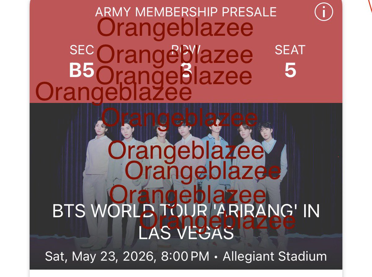 orangeblazee's tweet photo. WTS 
1 Floor ticket at FV for May 23 in Las Vegas. 

Original price is $644.36! 

Will FaceTime and use PayPal G&amp;S and provide more proof if necessary! Dm if interested! Thank you 💜
#BTS_WORLDTOUR #BTS_ARIRANG #875ticketsale #BTSComeback2026 https://t.co/uDRU9fYPvp