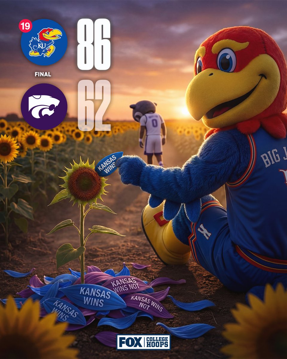 Kansas takes in the win in the Sunflower Showdown 🌻 <a href="/KUHoops/">Kansas Men’s Basketball</a>