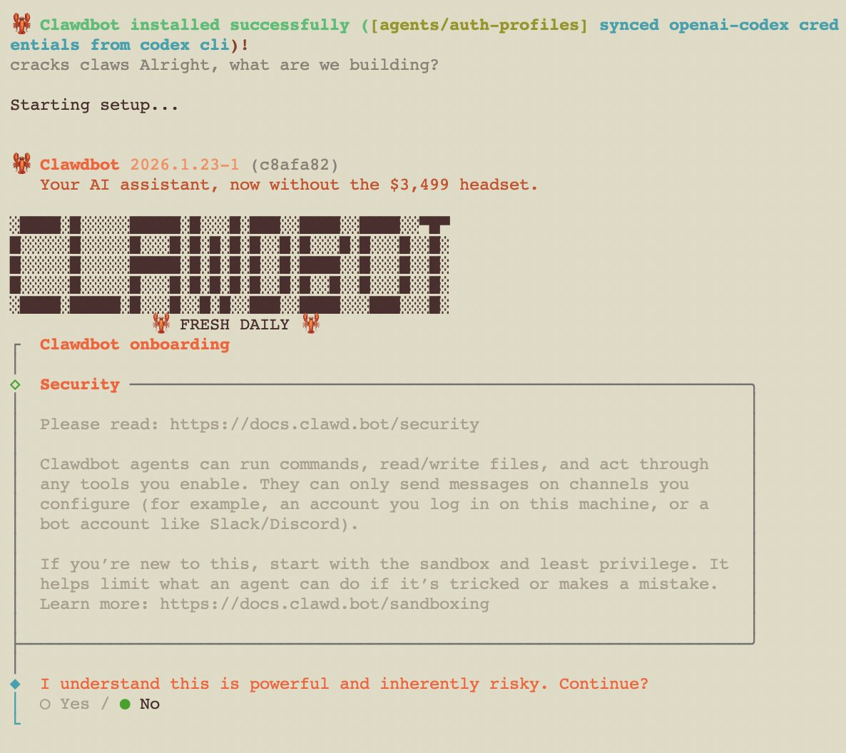 Onboarding security warning