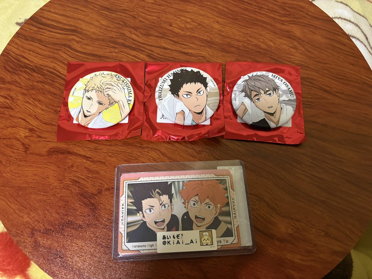 買取】ハイキュー 極楽湯 缶バッジ (譲)月島、岩泉、宮治 (求)定価(＋