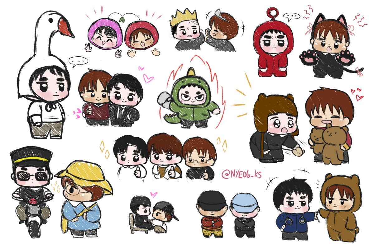 Nyeog_KS's tweet image. [Doodles] “My Favorite Moments” 🐻💞🐧